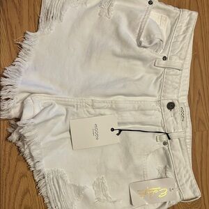 WHIT Women's White Frayed Jean Shorts